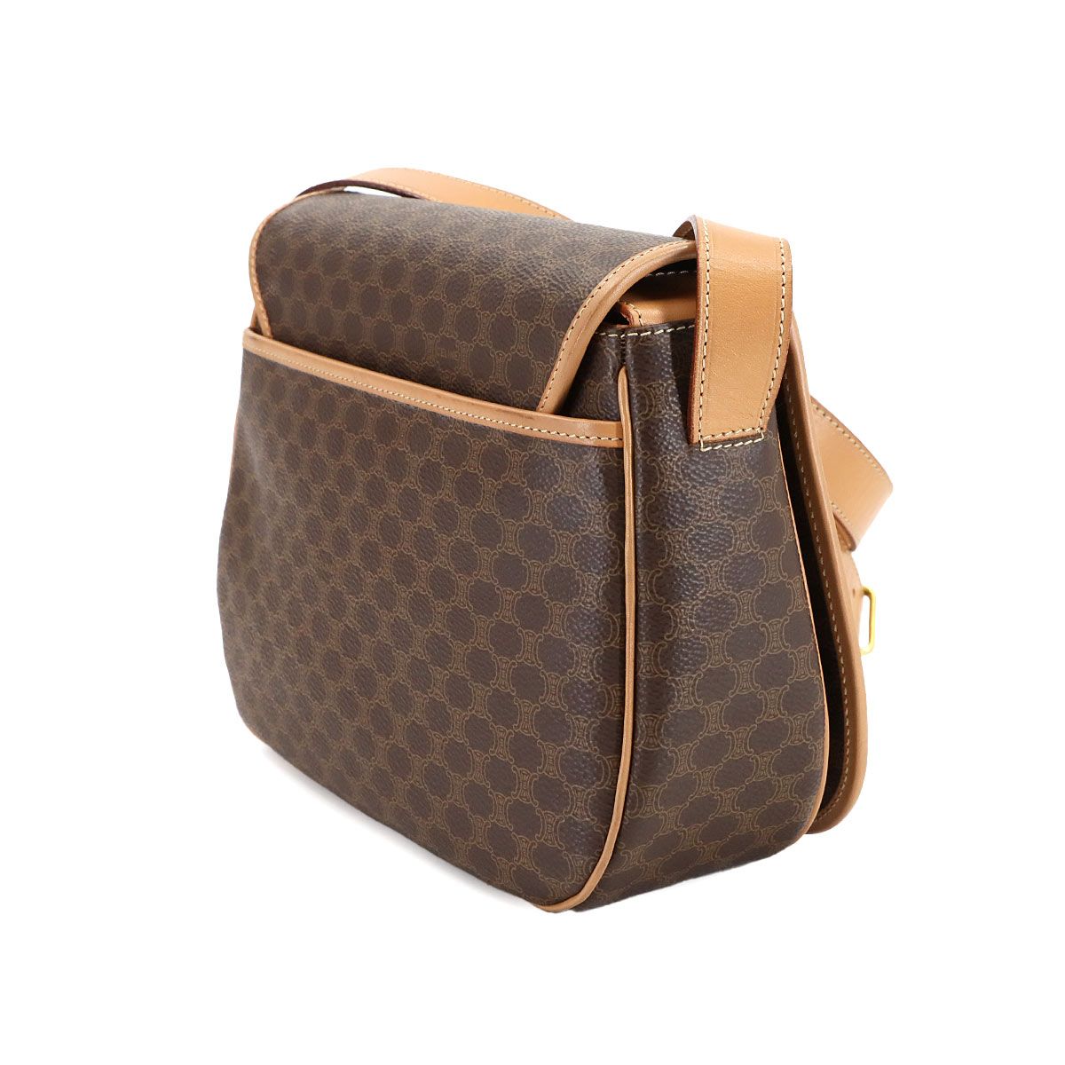 美品 セリーヌ CELINE マカダム ショルダー バッグ PVC レザー