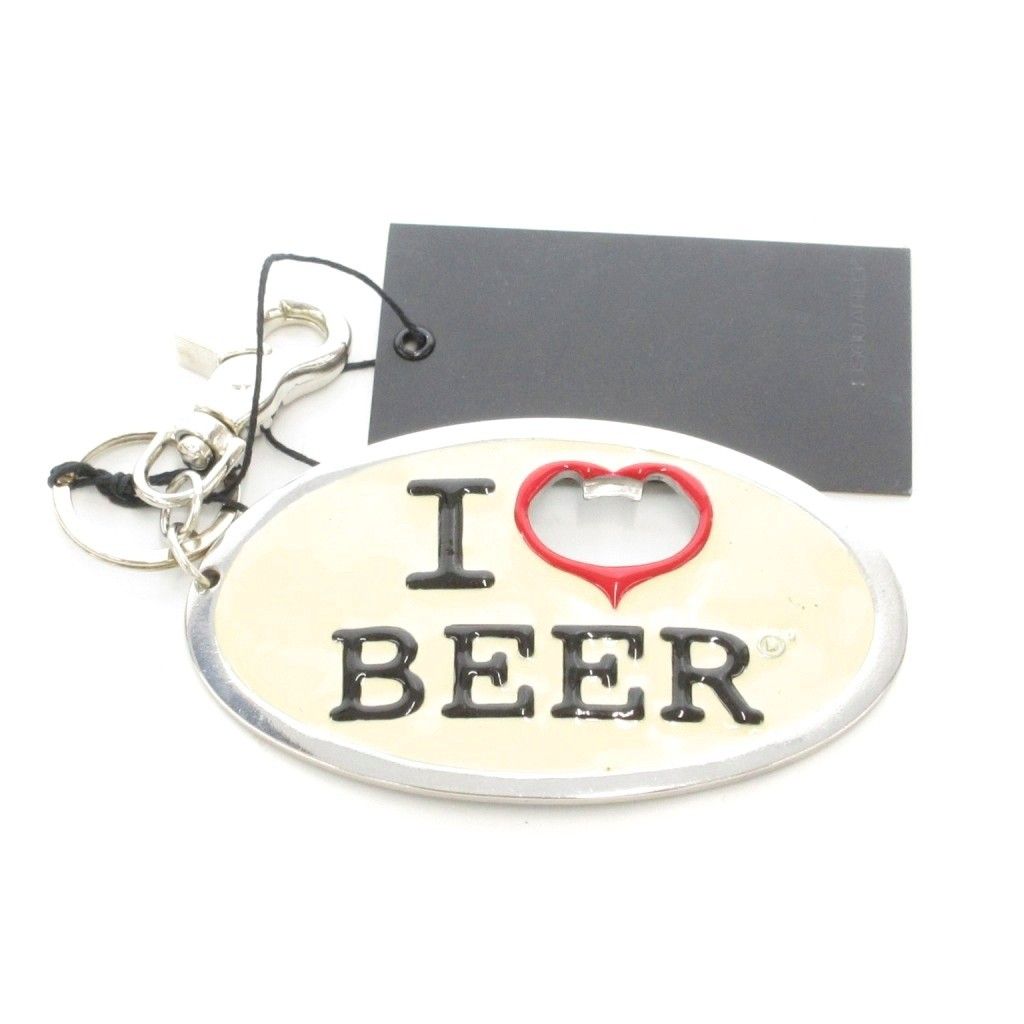 ディースクエアード DSQUARED2 I LOVE BEER キーホルダー キーリング バックルモチーフ チャーム 白 ホワイト シルバー AE AA