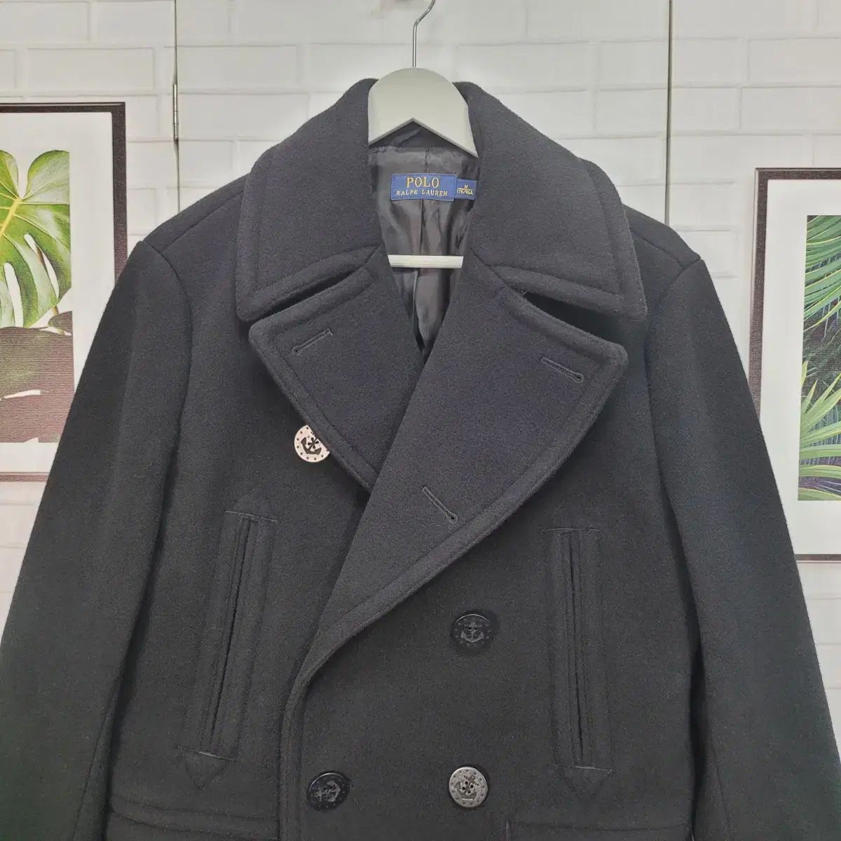 ポロラルフローレン 新モデル ブラック メルトンウール アカデミー ピーコート ジャケット Mサイズ S級