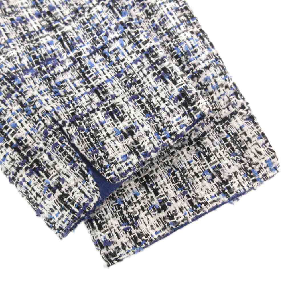 アナイ　ジャケット美品　38 アナイ ANAYI 美品 ノーカラージャケット 38 ツイード 総裏地 青