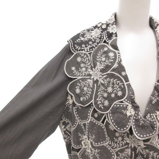 ヴィアファブリカ Via Faburrica ジャケット M-L 花柄 刺繍 ロング