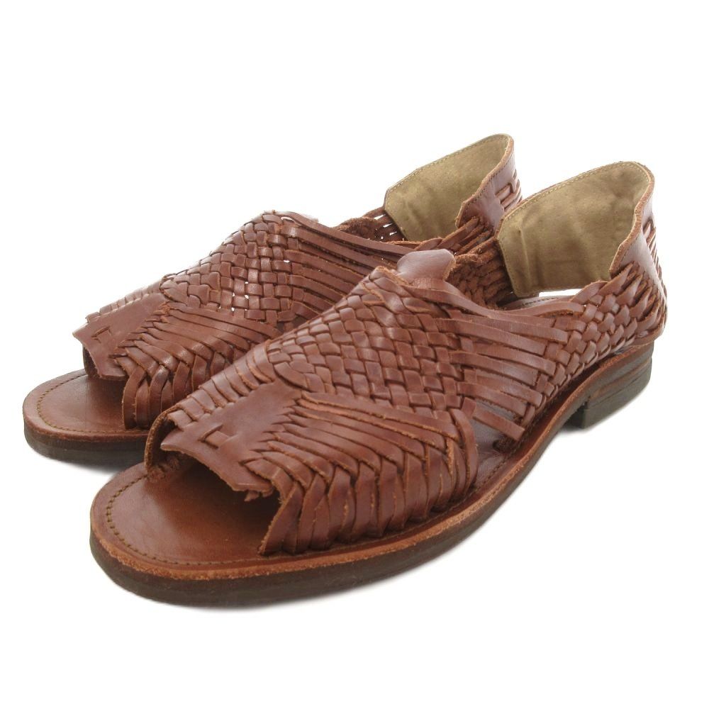 チャムラ CHAMULA サンダル 27cm シューズ 編み込み レザー 本革 茶 ブラウン AE