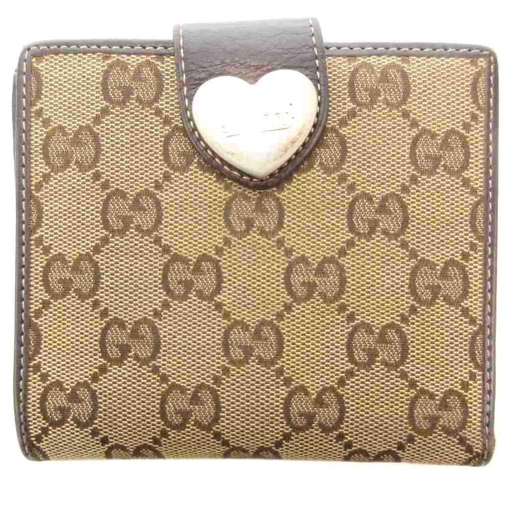 グッチ GUCCI 二つ折り財布 ウォレット GGキャンバス ハートロゴ W