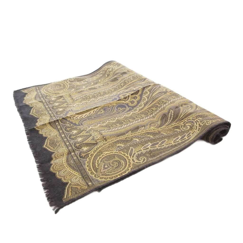 エトロ ETRO スカーフ ストール フリンジ ペイズリー柄 ウール シルク