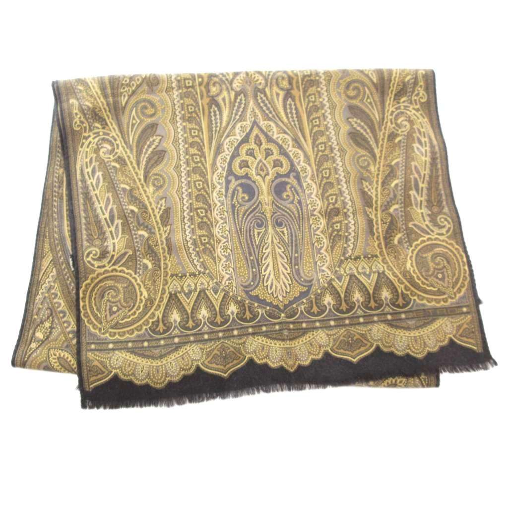 エトロ ETRO スカーフ ストール フリンジ ペイズリー柄 ウール シルク