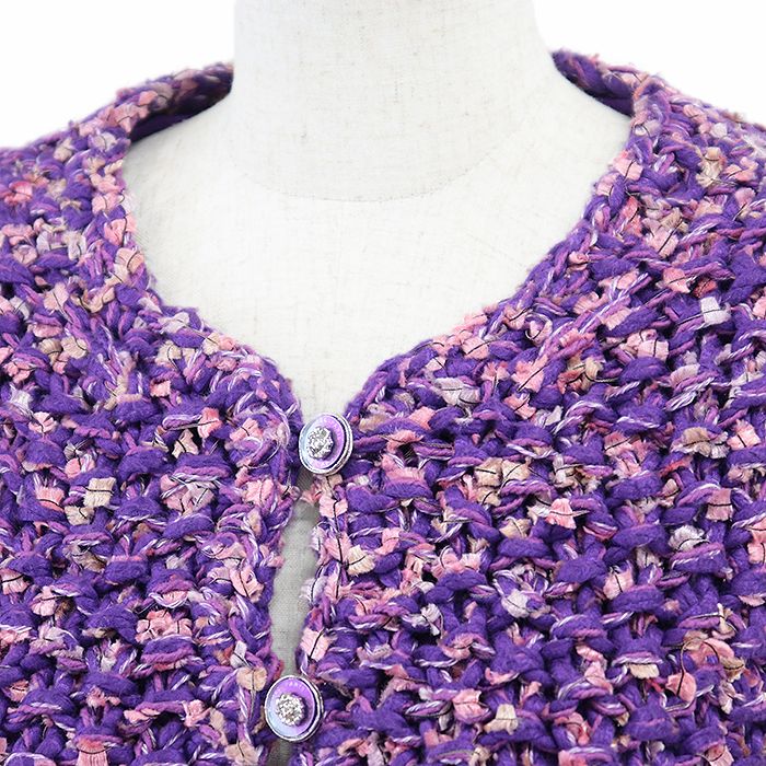 美品】CHANEL シャネル ツイードジャケット P72469 ノーカラー