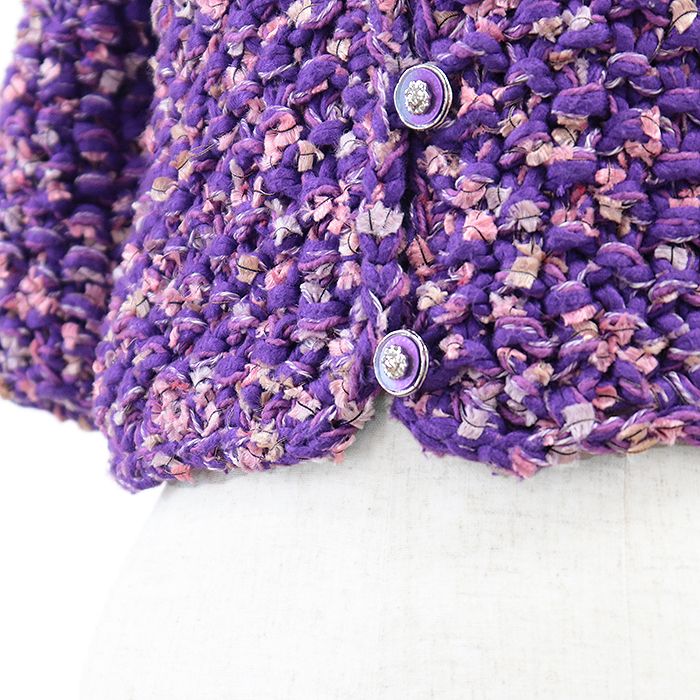 美品】CHANEL シャネル ツイードジャケット P72469 ノーカラー