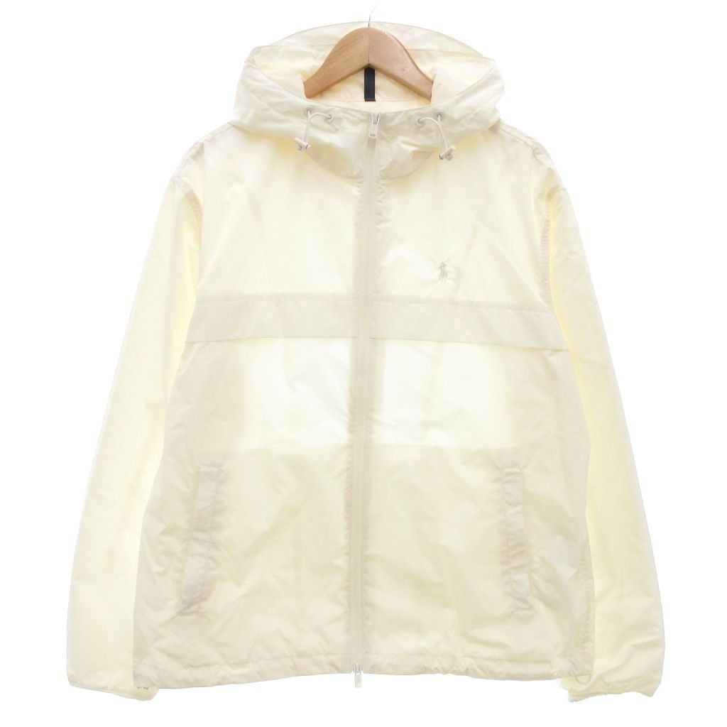ポロ ラルフローレン POLO RALPH LAUREN マウンテンパーカー ジャケット M ロゴ刺繍 裾ドロスト ジップアップ 白 ホワイト AE