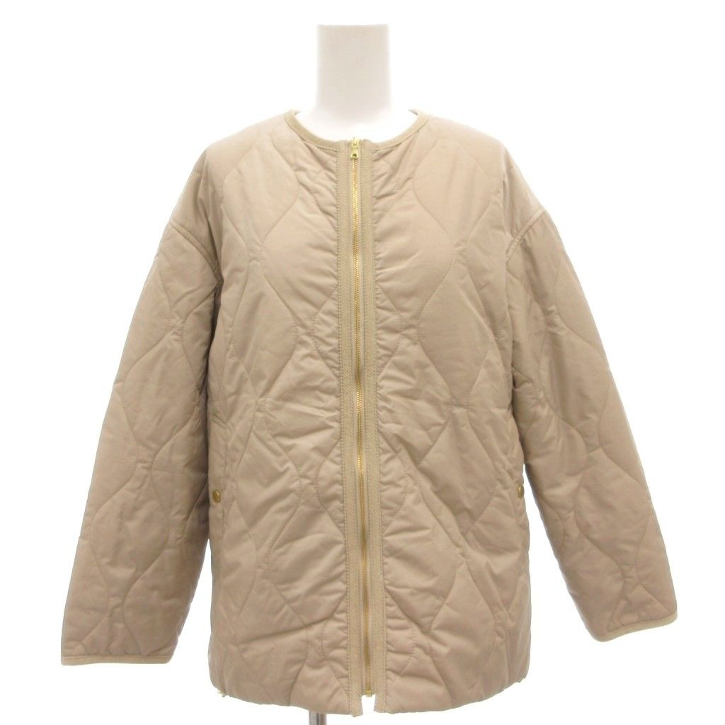 23区 オンワード樫山 24 AW 中綿 パディング アウター ノー ジャケット ブルゾン 32 ジップアップ キルティング ナイロン ベージュ GV