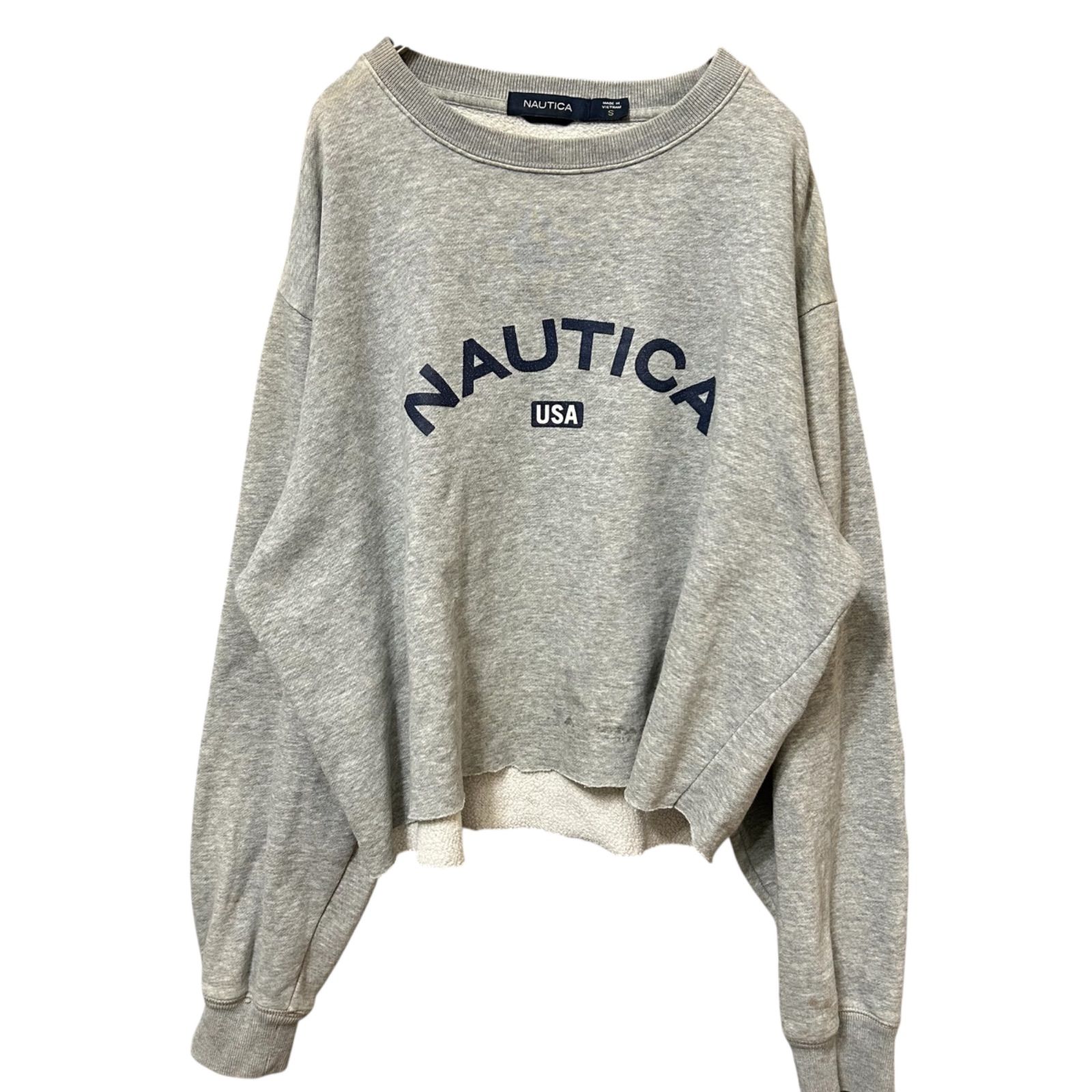 NAUTICA ノーティカ ロゴフロント カットオフ裏起毛スウェット 