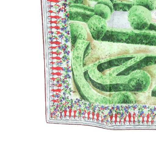 フェンディ FENDI 大判スカーフ ストール 庭 総柄 ロゴ 絹 シルク