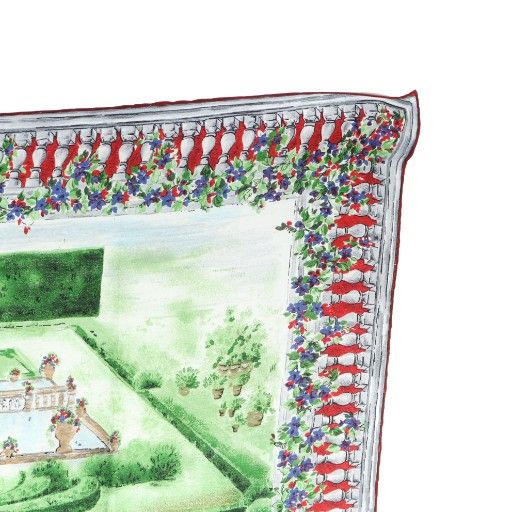 フェンディ FENDI 大判スカーフ ストール 庭 総柄 ロゴ 絹 シルク