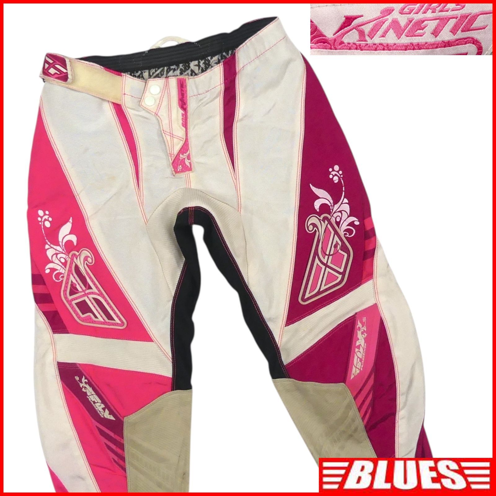 FLY RACING KINETIC フライレーシングキネティック ガールズ ライディングパンツ パンツ 白 ピンク バイク バイカー ライディングパンツウエスト78cmから82cm一覧←SEULB屋着古← X8104
