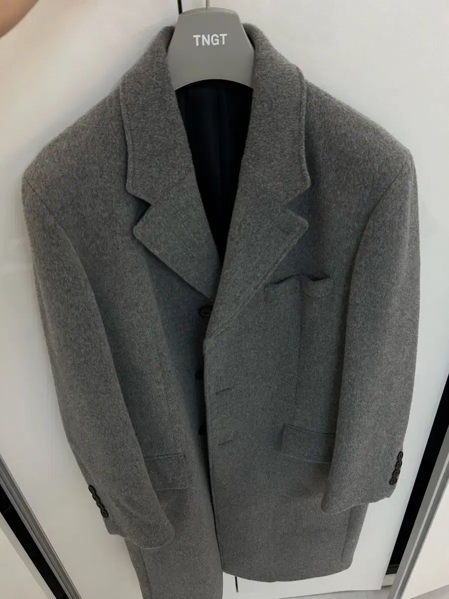 Tngt メランジ グレー ダディフィット テーラード 3ボタン コート 105