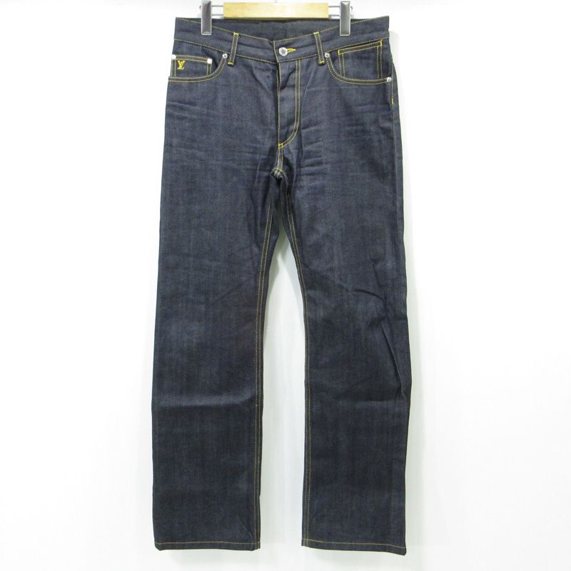 LOUIS VUITTON ルイ ヴィトン モノグラム刺繍ジップフライデニムパンツ RM 092 M ネイビー サイズ 40 135