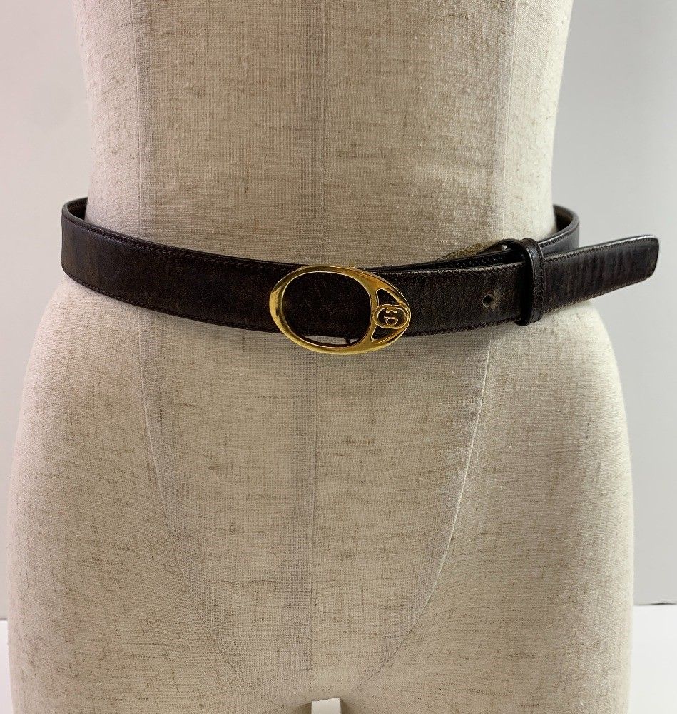 専用✨グッチ　レディースベルト　インターロッキング　ゴールド金具　ダークブラウン 04w5378▽※【中古】OLD GUCCI インターロッキング レディース ベルト