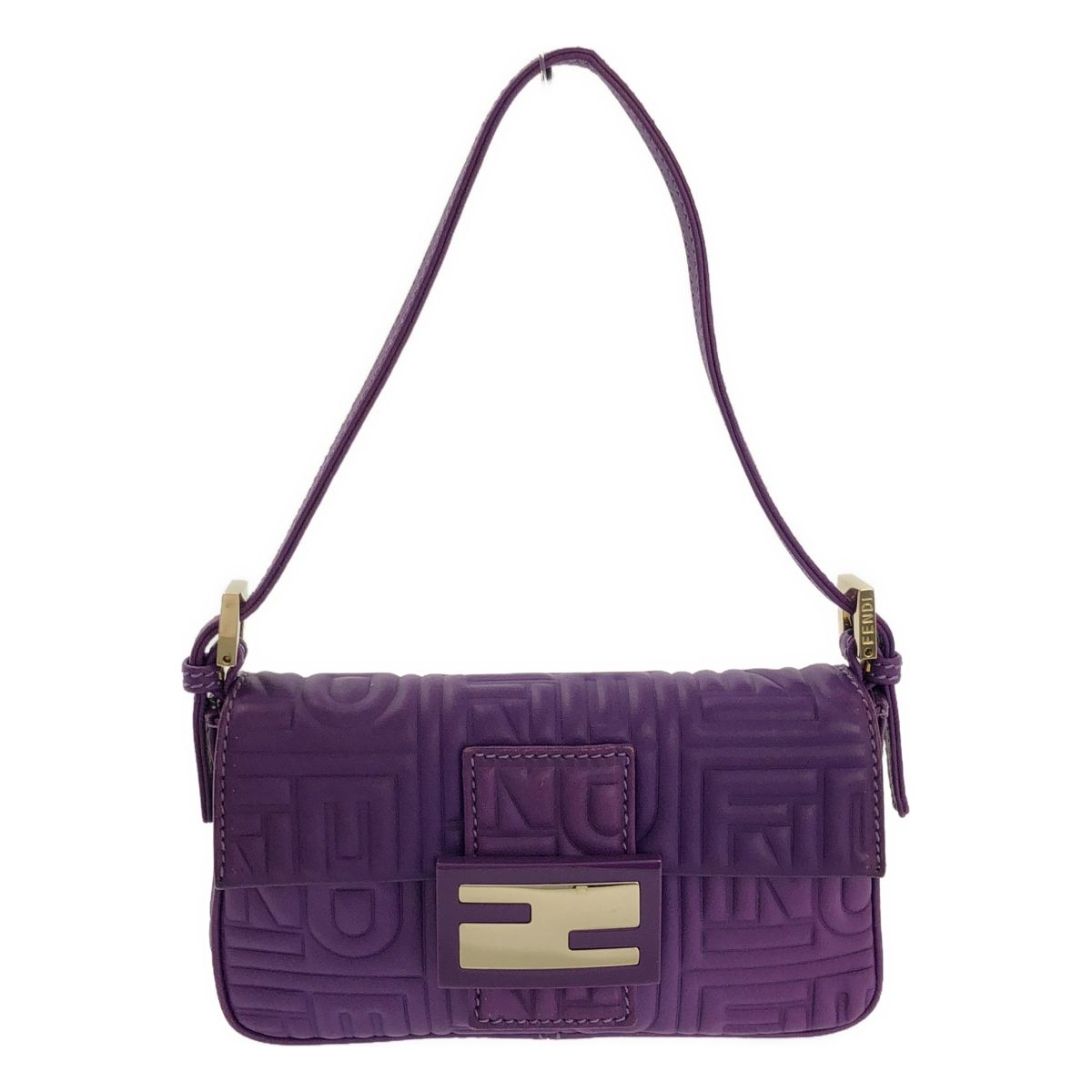 FENDI フェンディ エンボス レザー マンマバゲットバッグ パープル レディース