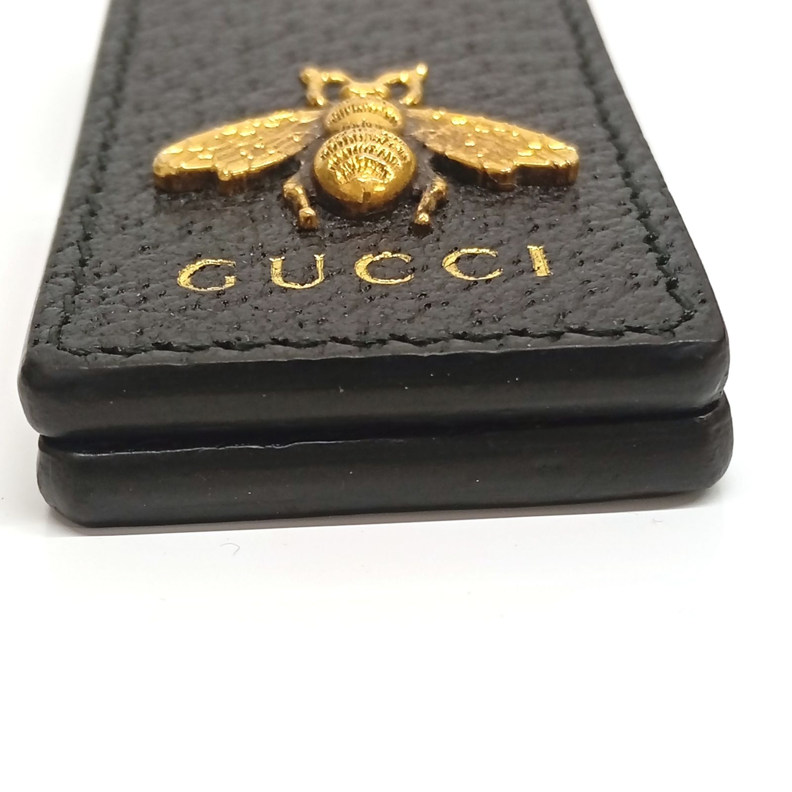 GUCCI グッチ マネークリップ Bee レザー ブラック×ゴールド Gucci