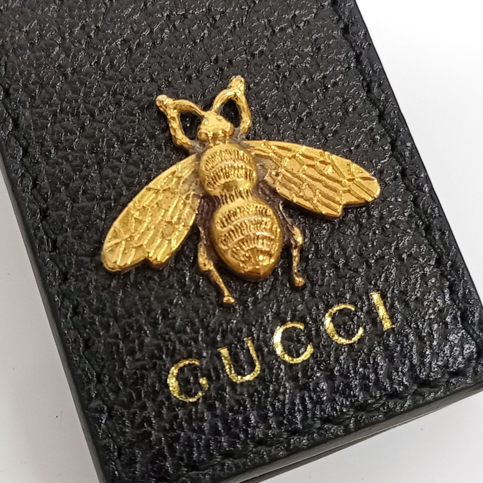 GUCCI グッチ マネークリップ Bee レザー ブラック×ゴールド Gucci