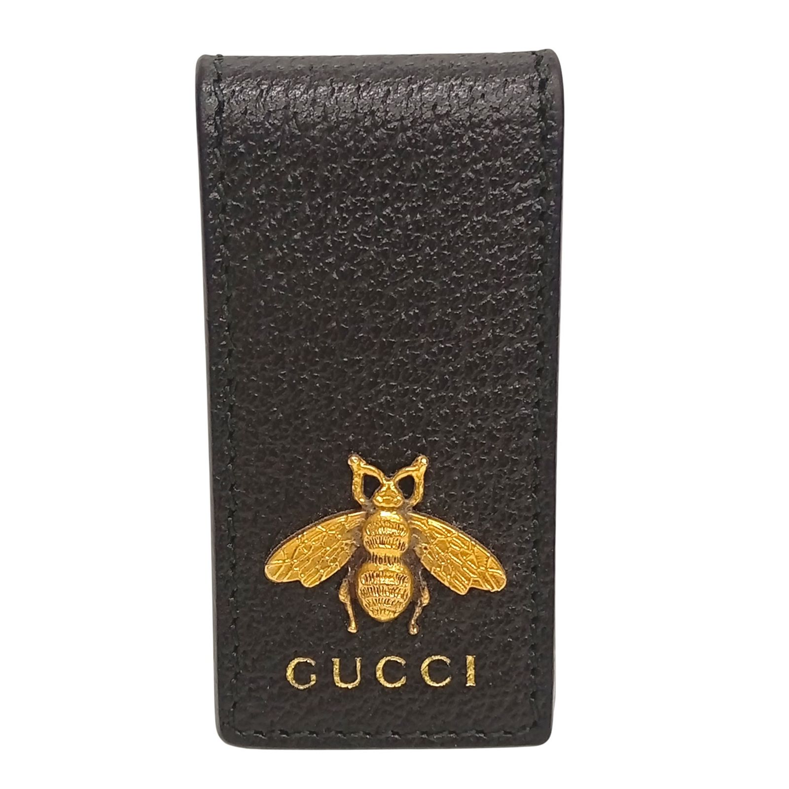 GUCCI グッチ マネークリップ Bee レザー ブラック×ゴールド Gucci