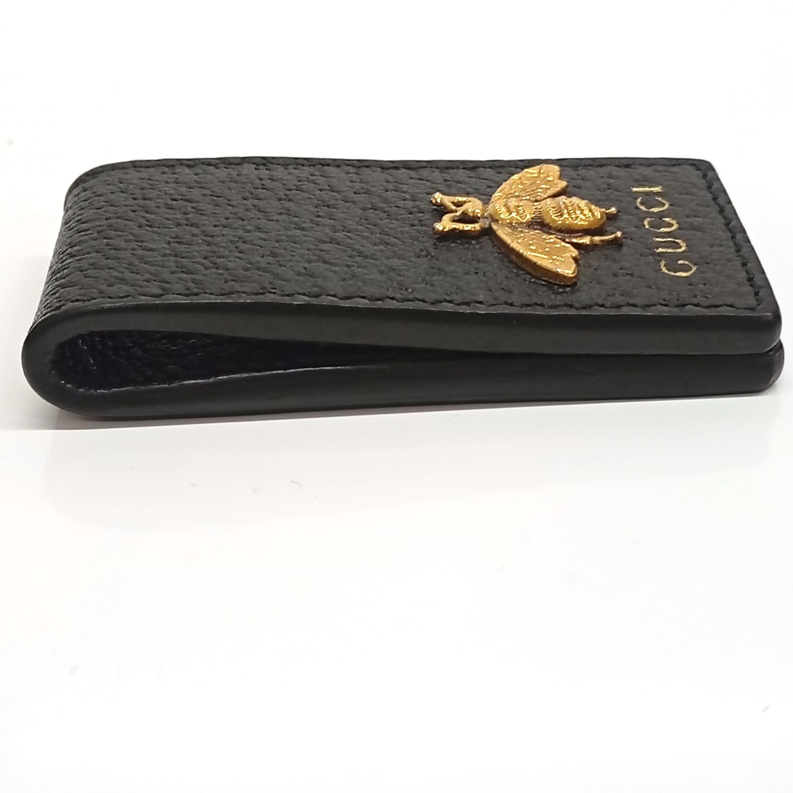 GUCCI グッチ マネークリップ Bee レザー ブラック×ゴールド Gucci