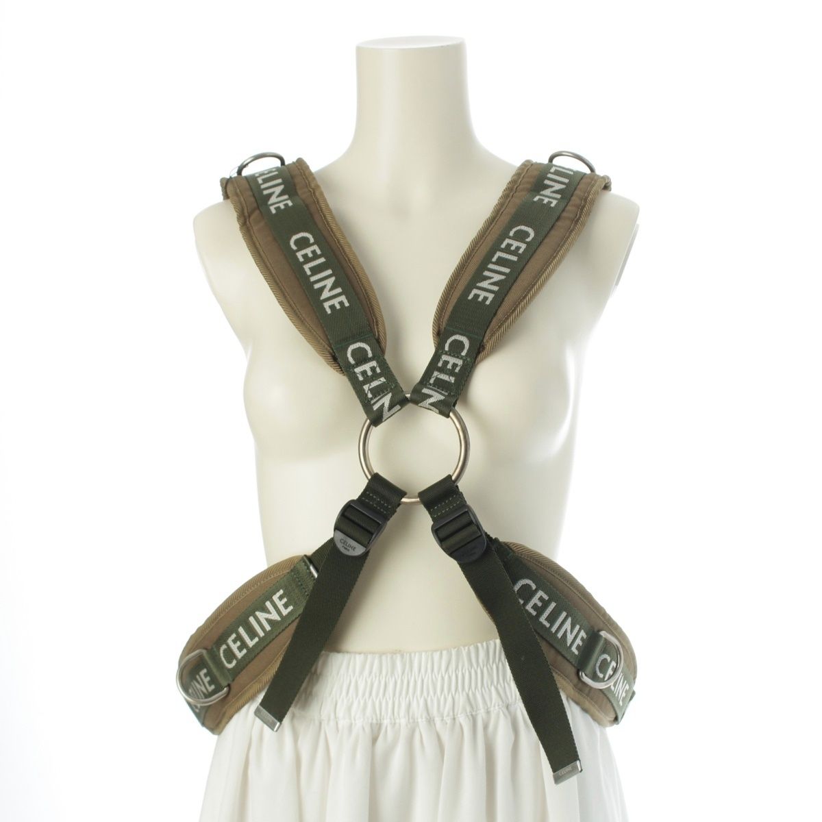 セリーヌ 19年 トレッキング ハーネス ロゴ プリント ベスト トップス .15 カーキ