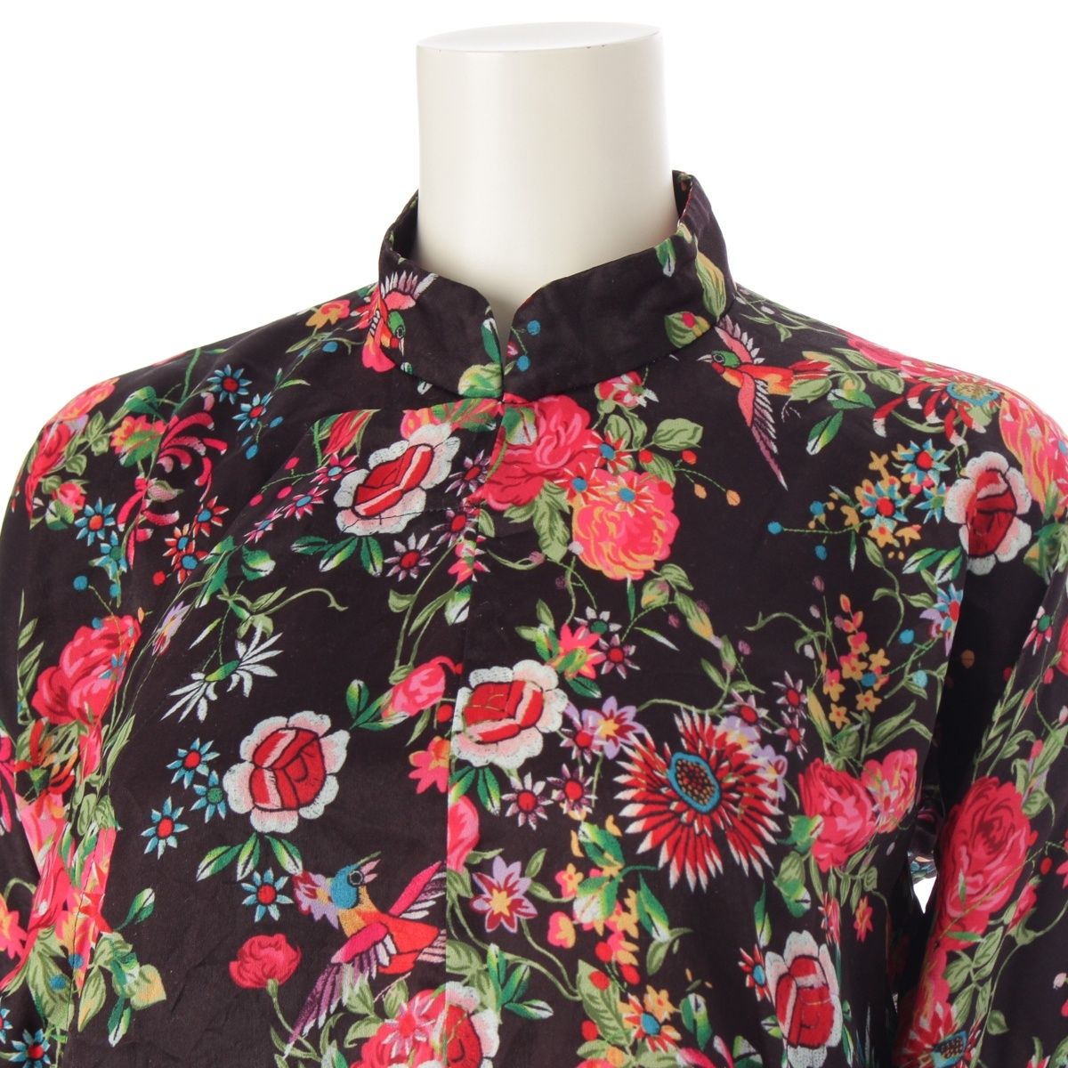 2021SSコムコム コムデギャルソン フラワー花 刺繍チャイナ ジャケット S コムデギャルソン コムデギャルソン AD2021 21SS 花柄チャイナ