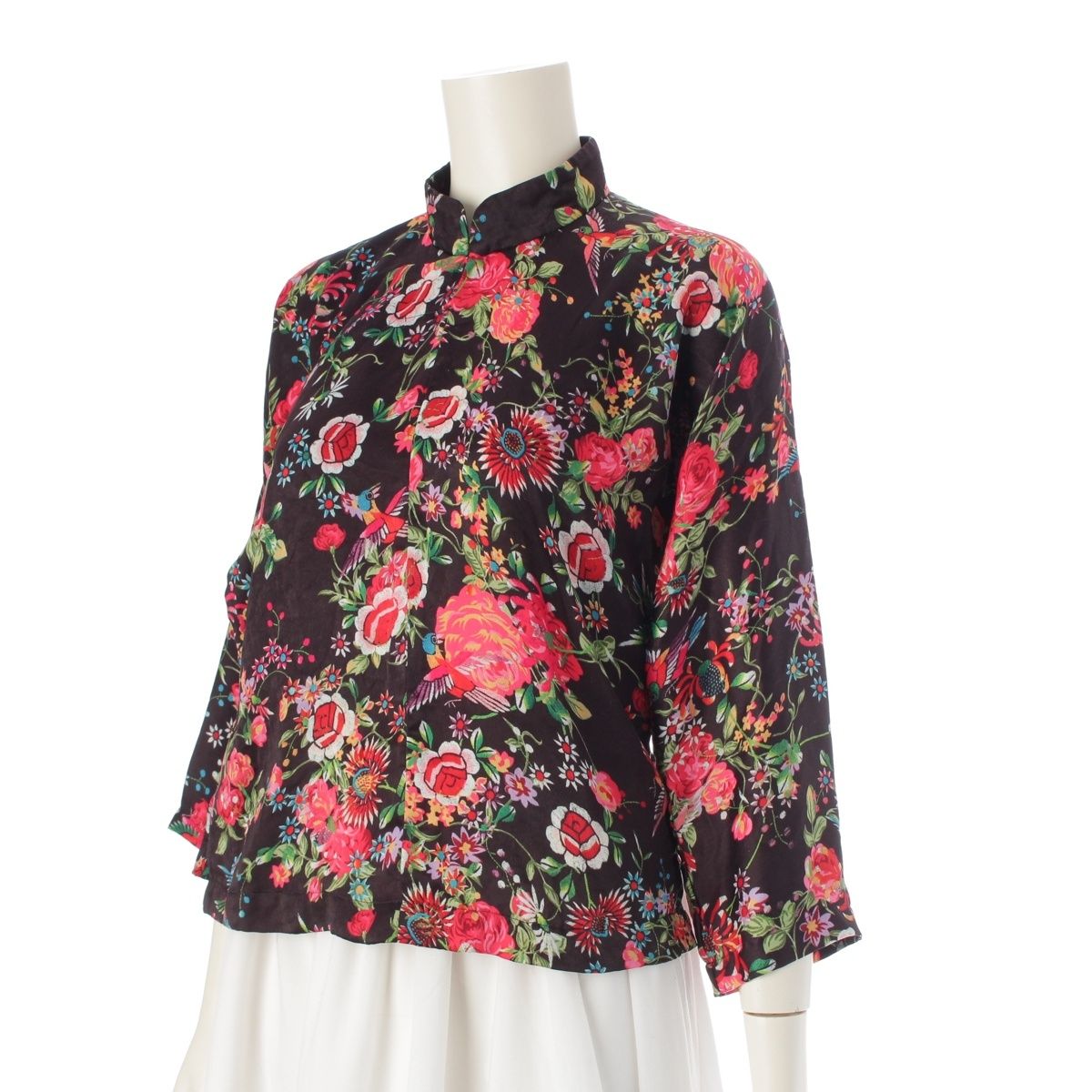 2021SSコムコム コムデギャルソン フラワー花 刺繍チャイナ ジャケット S 2021SSコムコム コムデギャルソン フラワー花 刺繍チャイナ ジャケット S