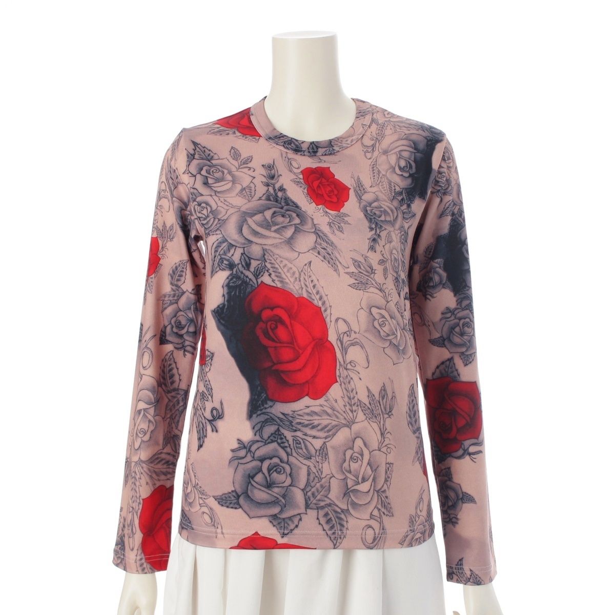 美品　コムデギャルソン　タトゥー　薔薇柄　カットソー　長袖　トップス コムデギャルソン AD2018 19SS タトゥー 薔薇 セカンドスキン
