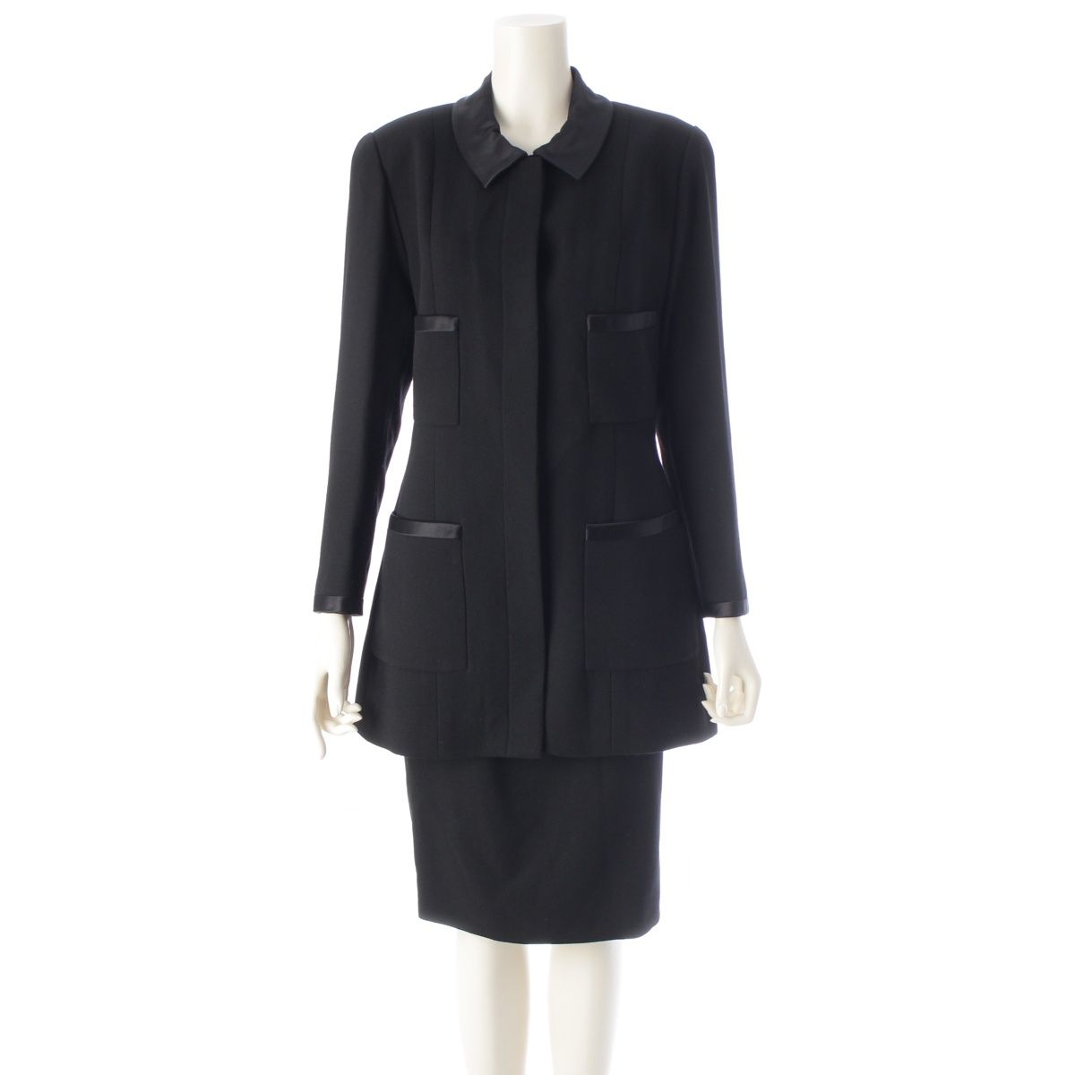 シャネル ウール セットアップ 紙タグ スカートセットアップ ブラック 36
