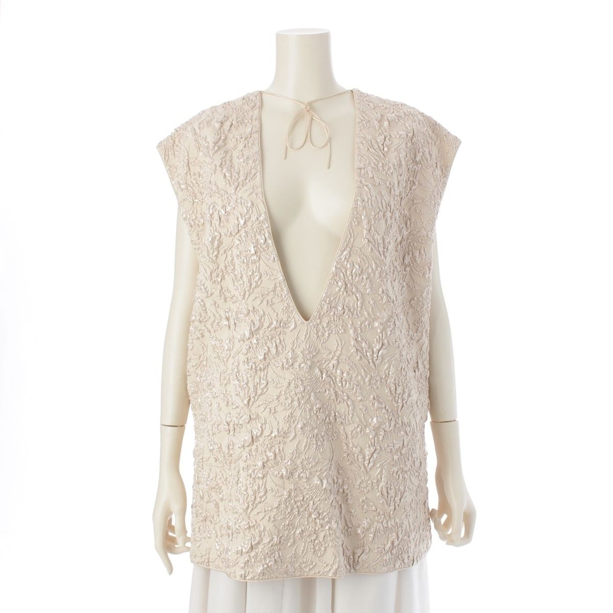 ドゥロワー 2025 PRE AUTUMN テクニカルジャガード ラメ ベスト ジレ トップス ベージュ