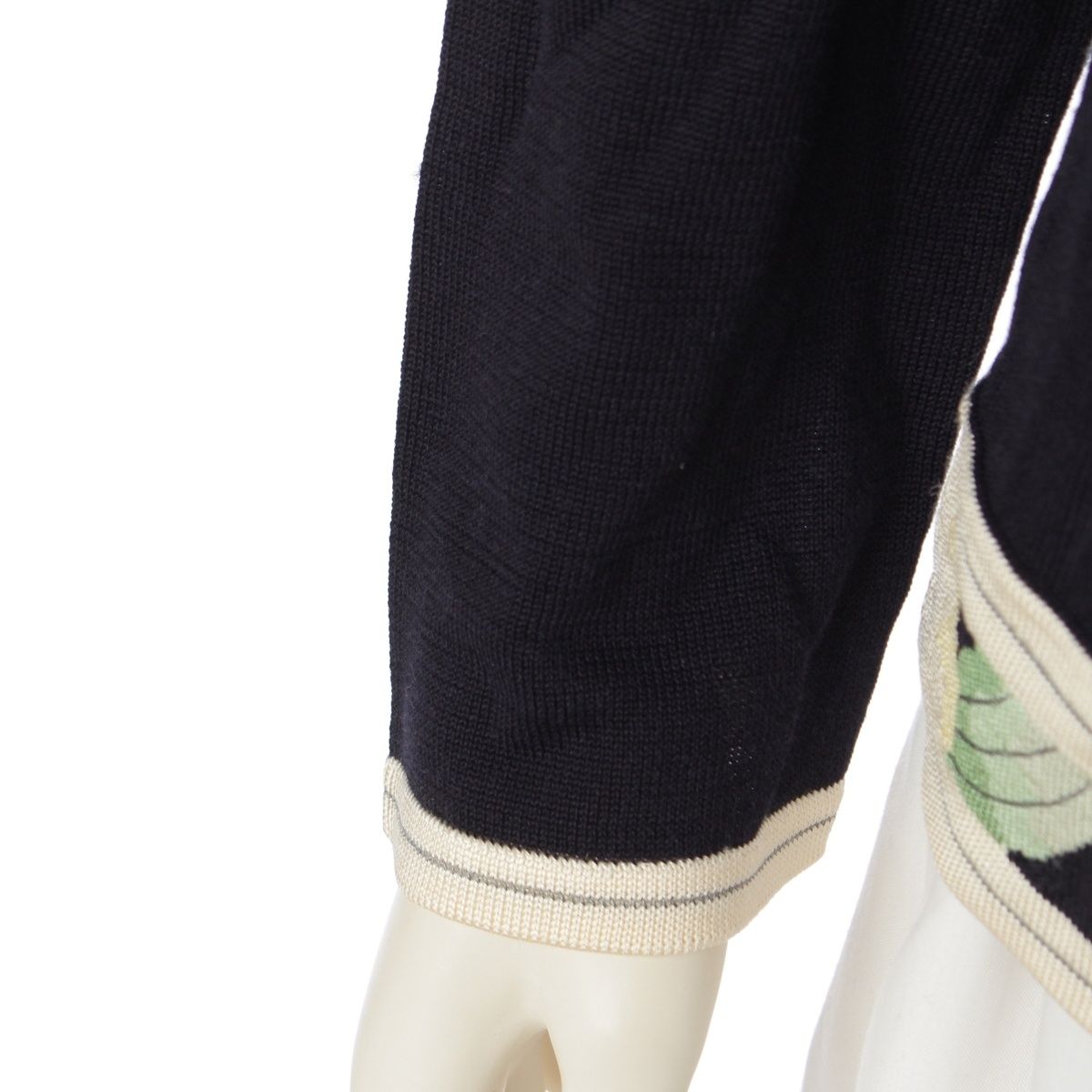 レオナール 花柄 装飾 スパンコール カーディガン トップス ネイビー