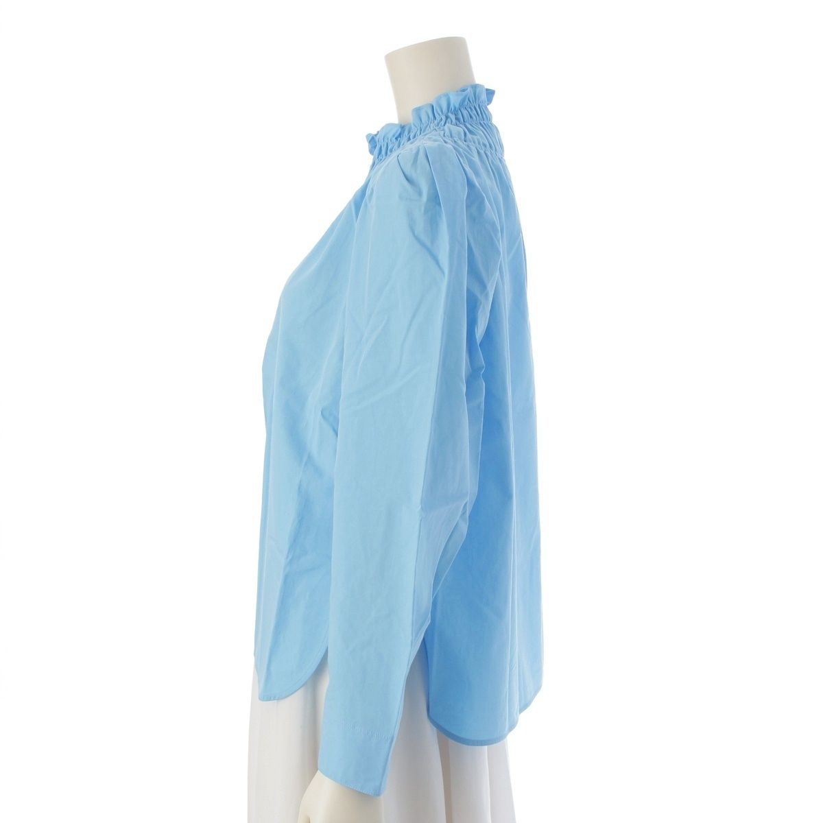 ドゥファミリィ　コットンシャーリングブラウス　ブルー ドゥロワー コットン spring シャーリング ブラウス 長袖 シャツ