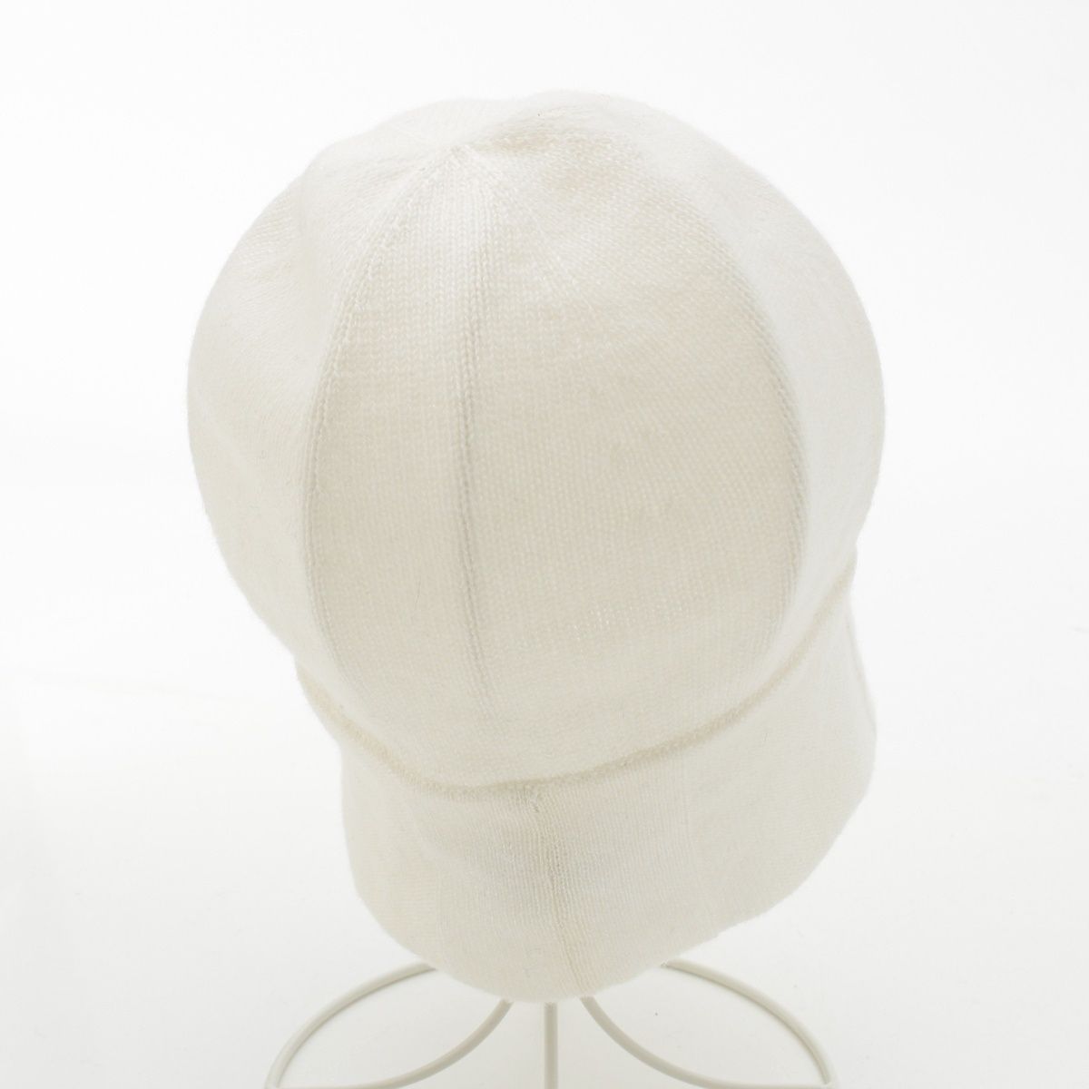シャネル カシミヤ コットン ココマーク ニットキャップ 帽子 ホワイト