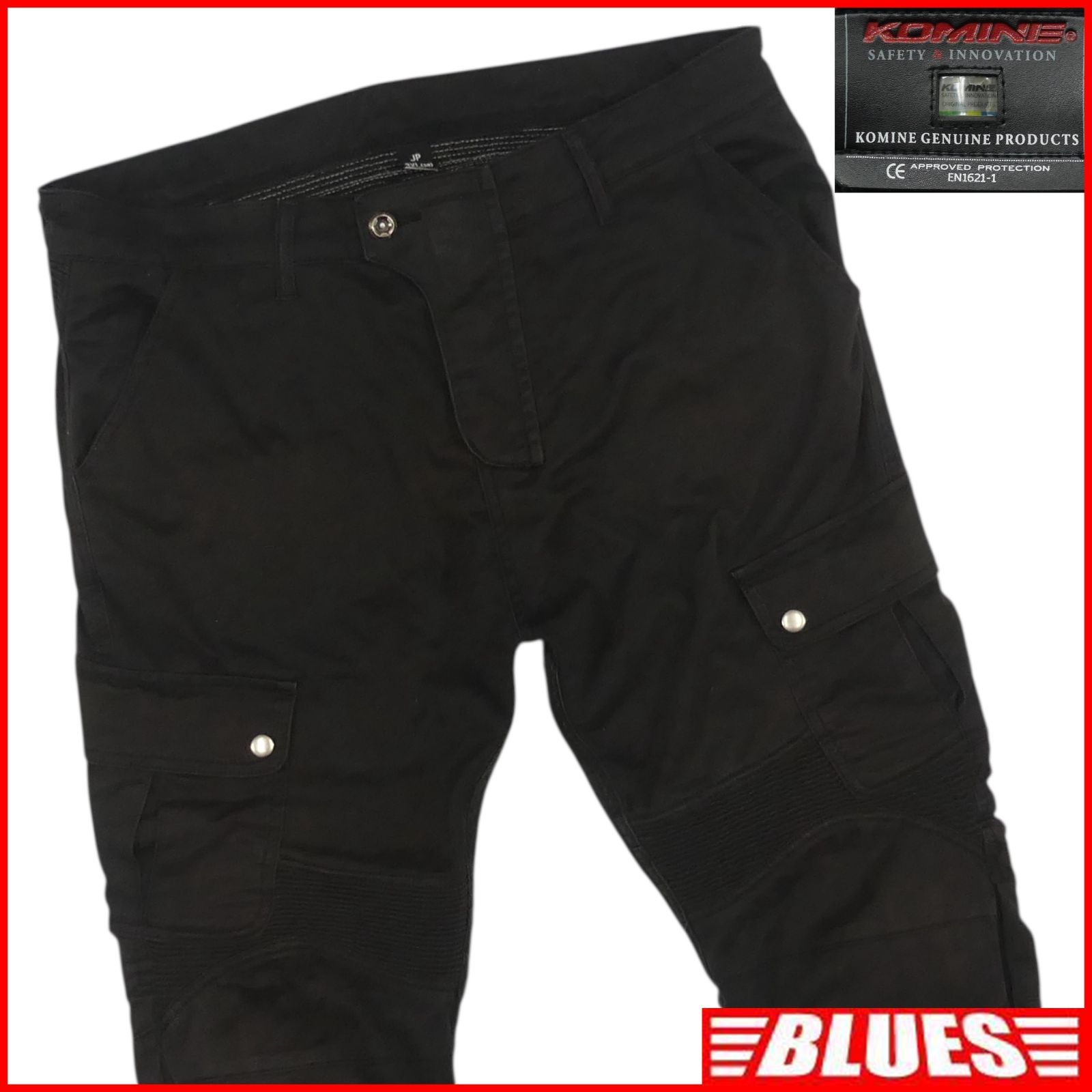 KOMINE コミネ ライディングパンツ 3 XL パンツ カーゴパンツ メンズ バイク バイカー プロテクション CE規格 黒 ブラック フラップポケット ライディングパンツウエスト93 cm以上一覧 SEULB屋着古 X 8159