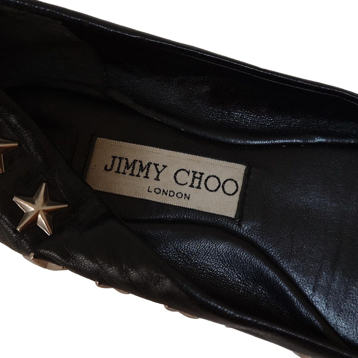 JIMMY CHOO(ジミーチュウ) フラットシューズ レディース - 黒 スタッズ