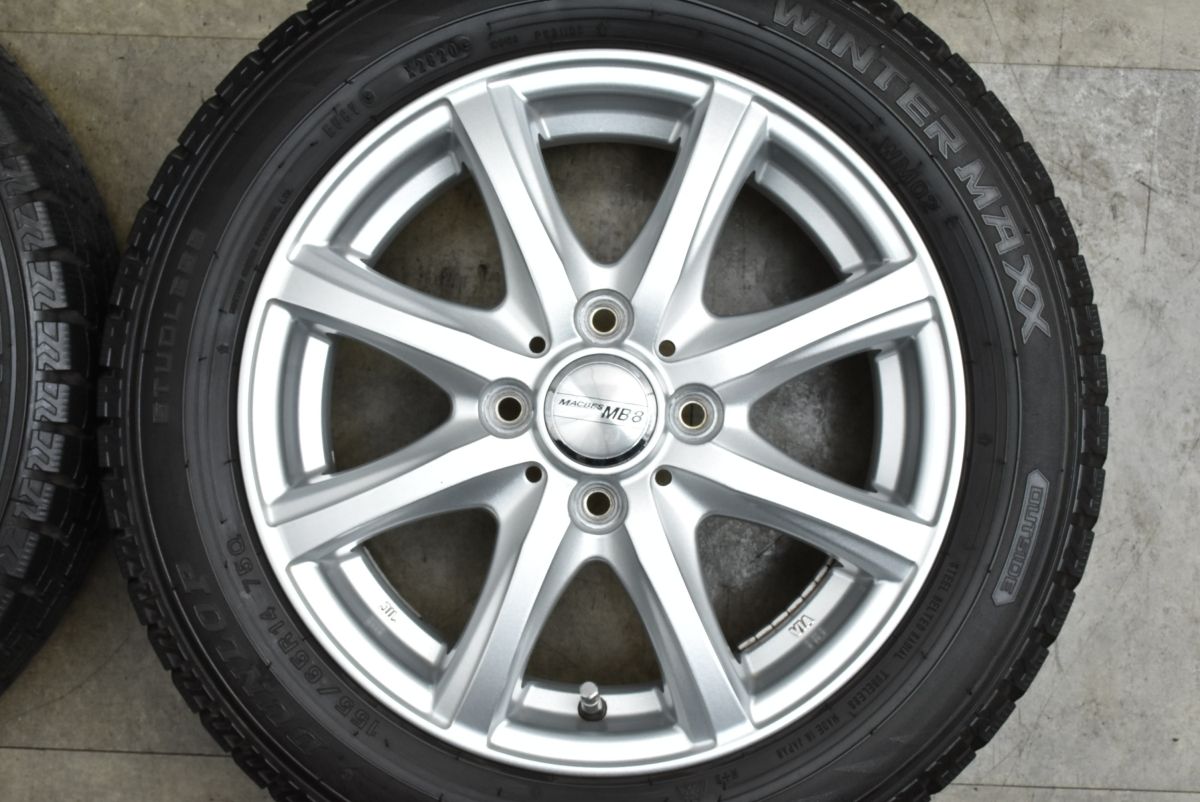  バリ溝 MB 8 14 in 4 5 J 45 PCD 100 ウィンターマックスWM 02 155 65 R N BOX WGN デイズ ルークス ワゴンR スペーシア ムーブ タント 14インチ タイヤ ホイールセット