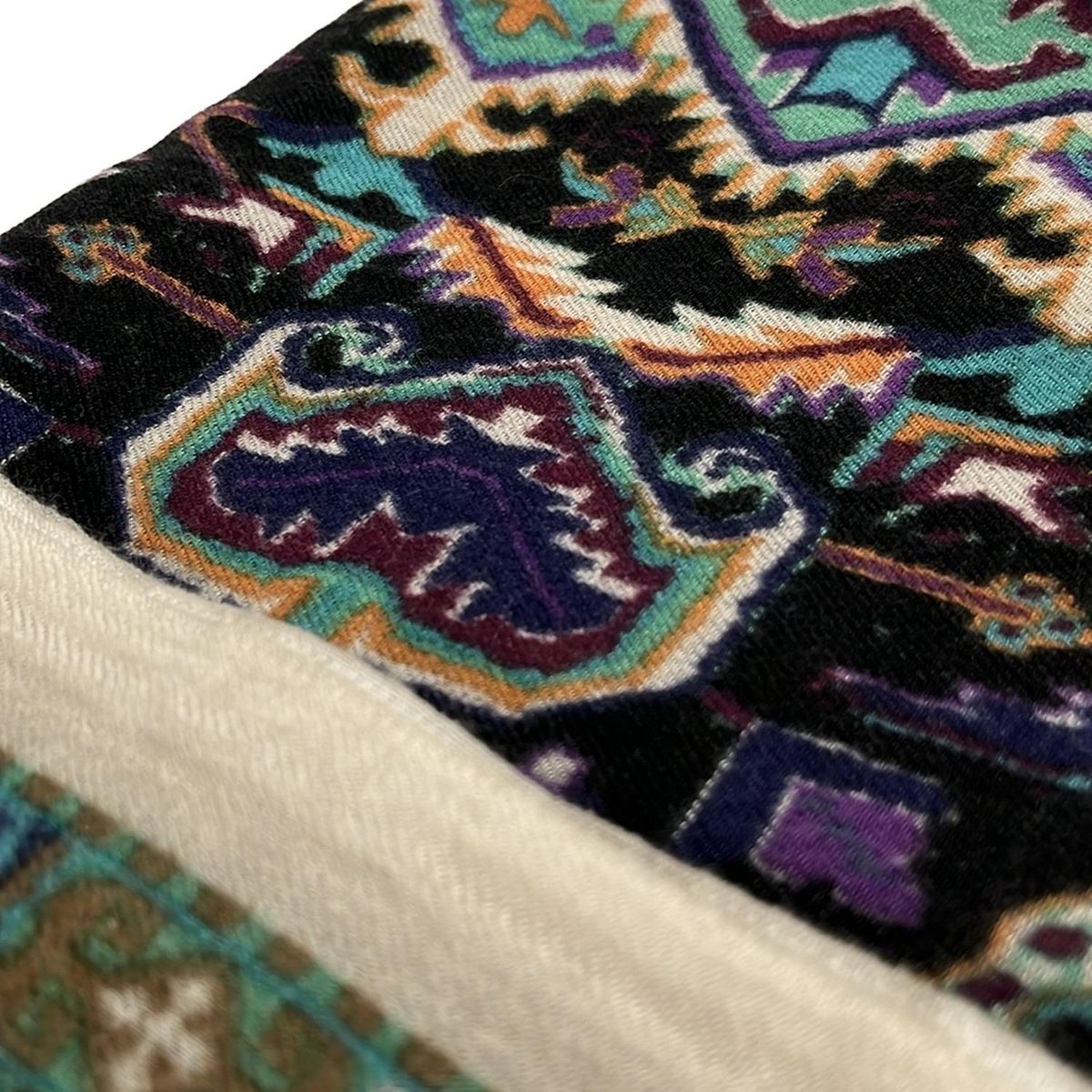 ETRO(エトロ) ストール(ショール)美品 - 黒×ブルーグリーン×マルチ