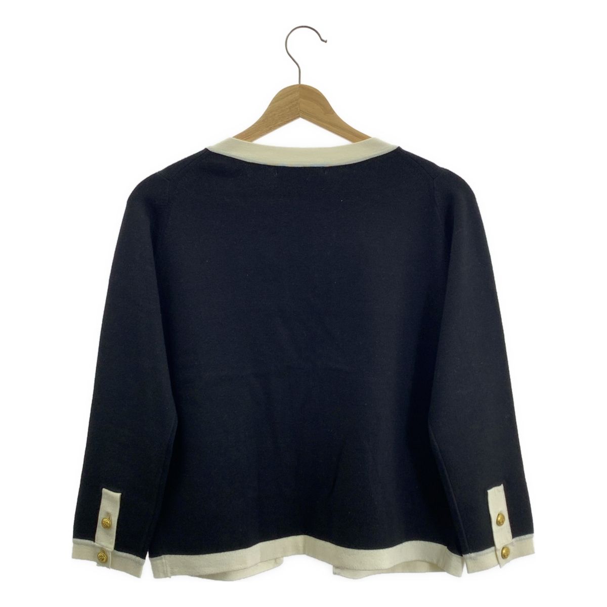 【美品】  MADISON BLUE / マディソンブルー | 2023AW | NO COLLAR SHORT JK カーディガン | 00(XS) | ブラック/ホワイト | レディース 美品】 MADISON BLUE / マディソンブルー | 2023AW | NO COLLAR SHORT