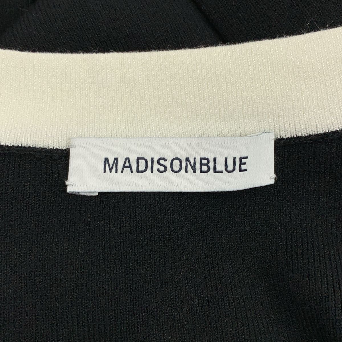 【美品】  MADISON BLUE / マディソンブルー | 2023AW | NO COLLAR SHORT JK カーディガン | 00(XS) | ブラック/ホワイト | レディース 美品】 MADISON BLUE / マディソンブルー | 2023AW | NO COLLAR SHORT