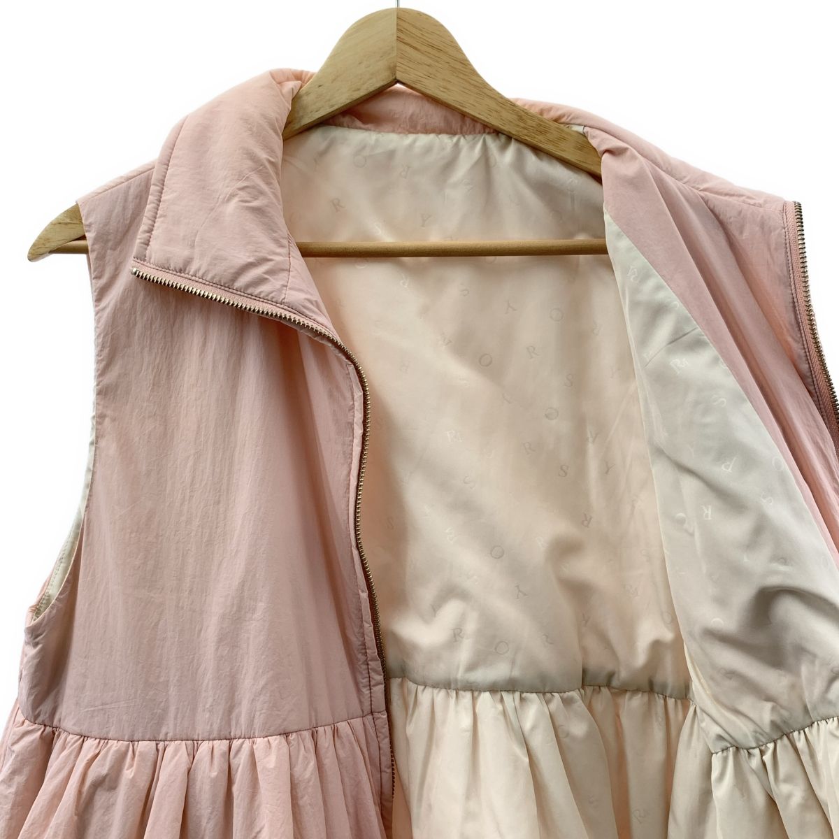 rosy monster ロージーモンスター フリルカラー ジャケット ベージュ Rosy Monster / ロージーモンスター | scallop pocket W zip vest