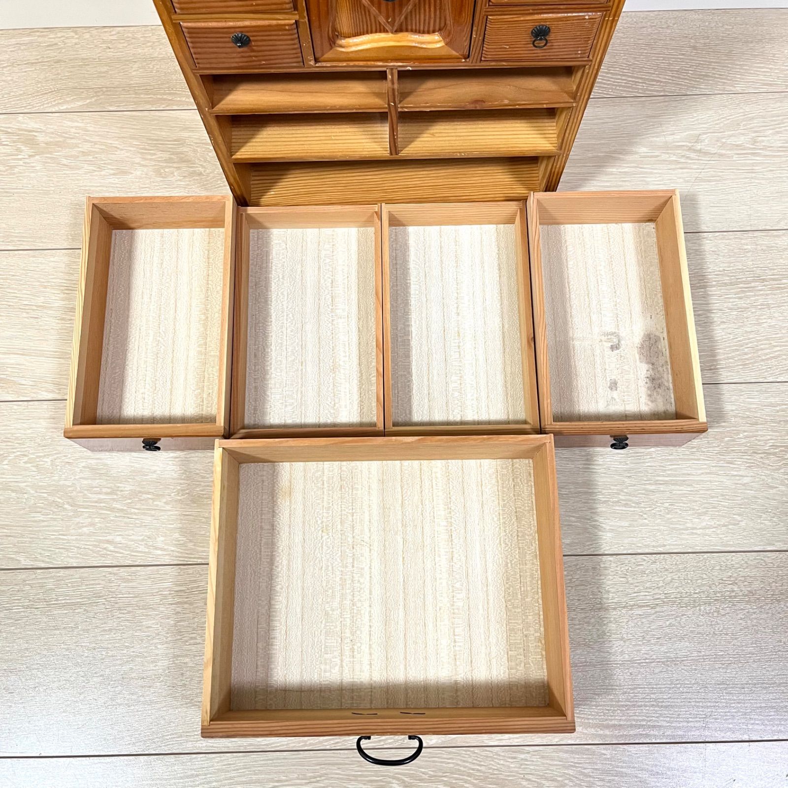 ち29【古道具】薬棚 木製 多段チェスト 22杯 引き出し 小物入れ レトロ