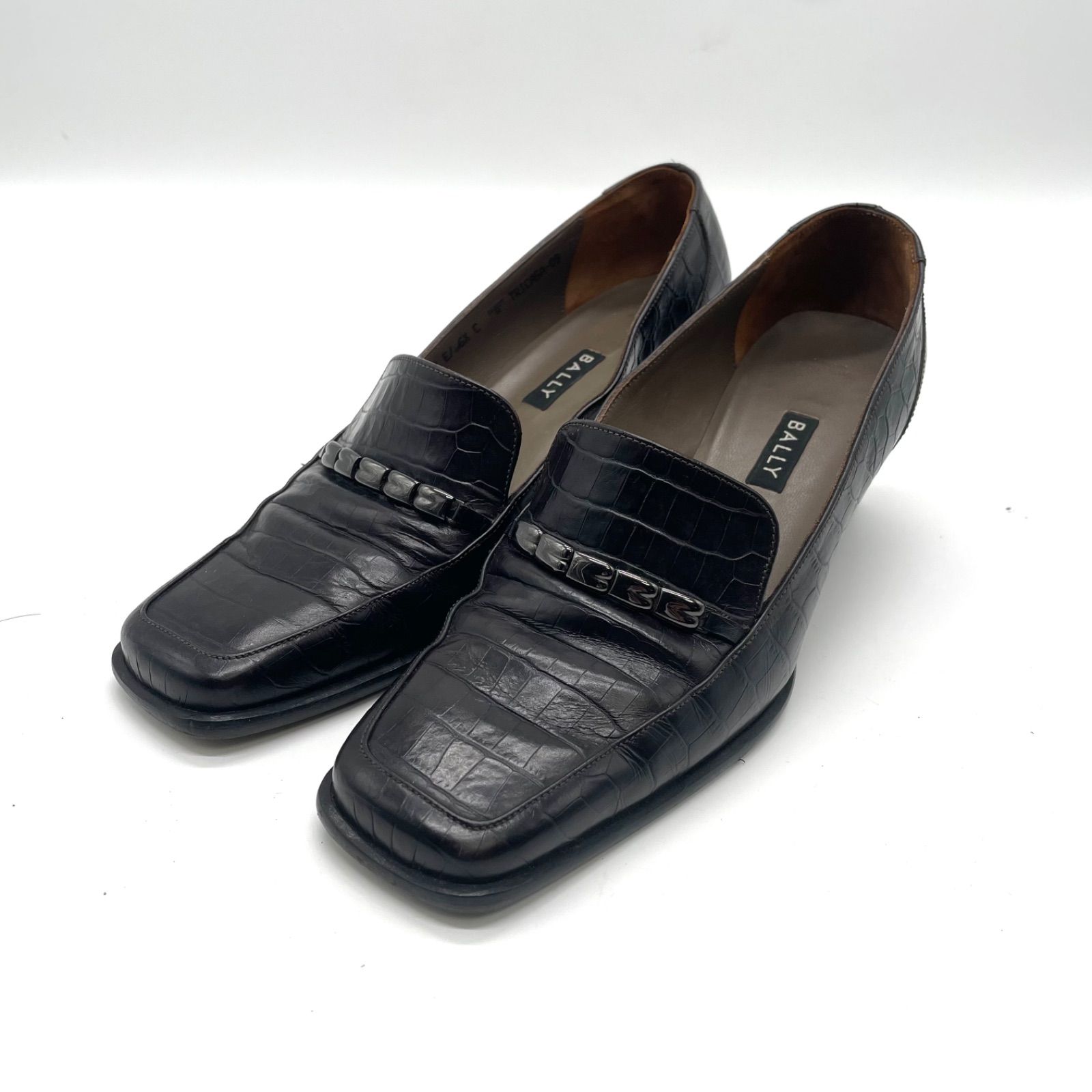 BALLY バリー ローファー スリッポン クロコダイル スクエアトゥ 23.5
