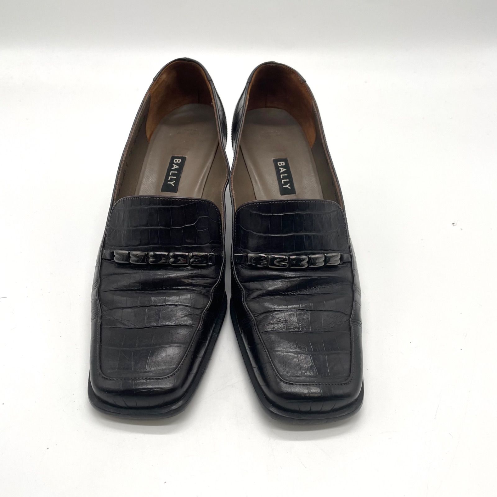 極美品 BALLY バリー レザー ローファー スリッポン 26.5〜27cm BALLY バリー ローファー スリッポン クロコダイル スクエアトゥ 23.5