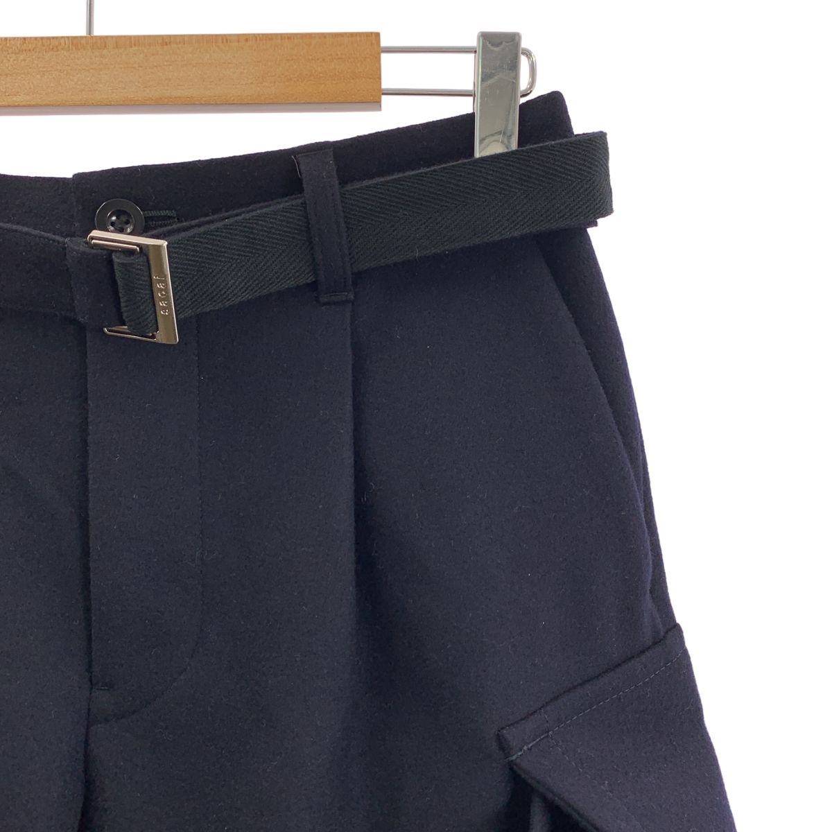 sacai サカイ 2025 AW Wool Melton Pants ウール ワイド パンツ 1 ネイビー メンズ