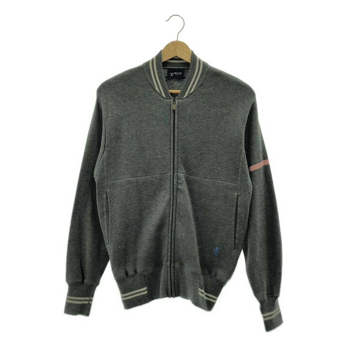 45 r フォーティファイブアール スムースの908ブルゾン コットン ニット ジップアップ ジャケット グレー レディース