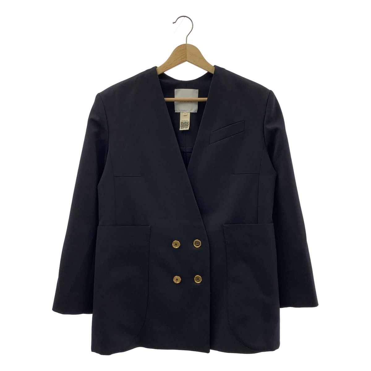 PATOU パトゥ テックウール製 ノー ダブルブレストジャケット 36 ブラック レディース