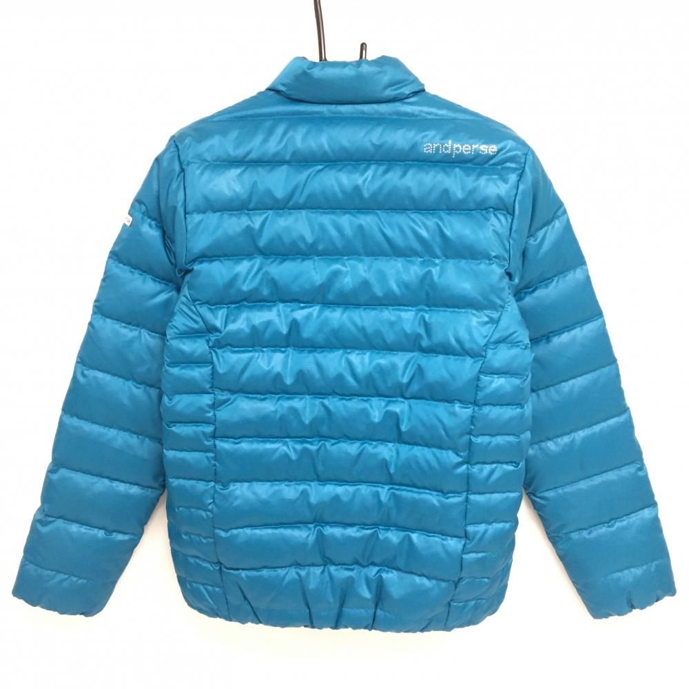超 アンパスィ ダウンジャケット ブルー ラインストーンワッペン 地模様 メンズ M ゴルフウェア and per se
