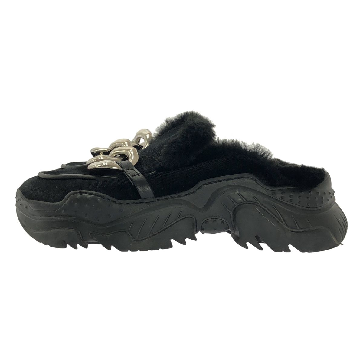 N°21 ヌメロヴェントゥーノ ファー トリム チェーン ミュール シューズ 36 ブラック レディース