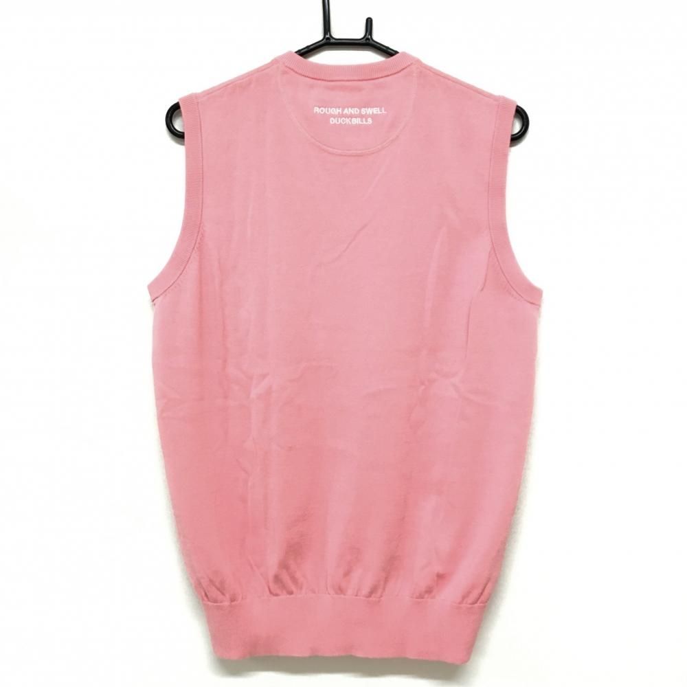 ラフアンドスウェル　カシミヤ100%　ニット　ゴルフウェア　ピンク×グレー　L ラフアンドスウェル カシミヤ100% ニット ゴルフウェア ピンク×グレー L